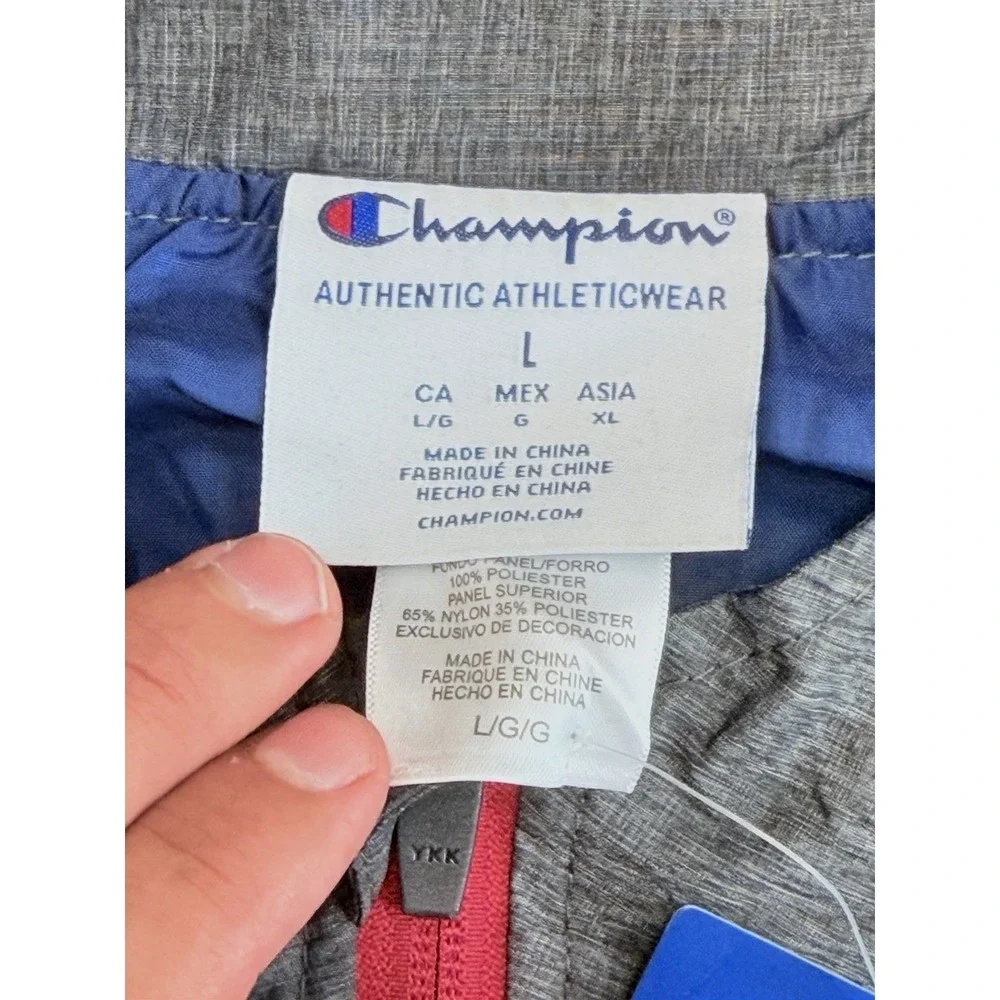 Champion Ole Miss Rebels Full Zip Wind Vest Gray‎ Blue Red Men's Large NWT